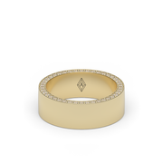 Yellow Gold Round Shape Diamond Pave Men's Ring/Band With Share Prong Setting.